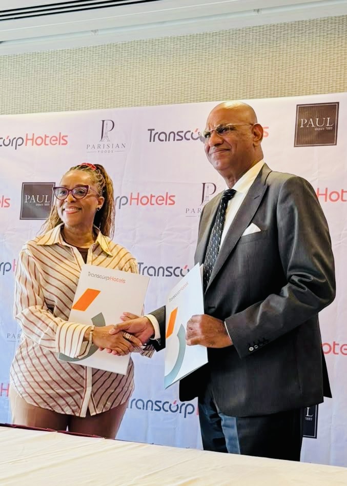 At the signing ceremony of a space in Transcorp Hilton between Cilantro and Transcorp for the Paul Franchise